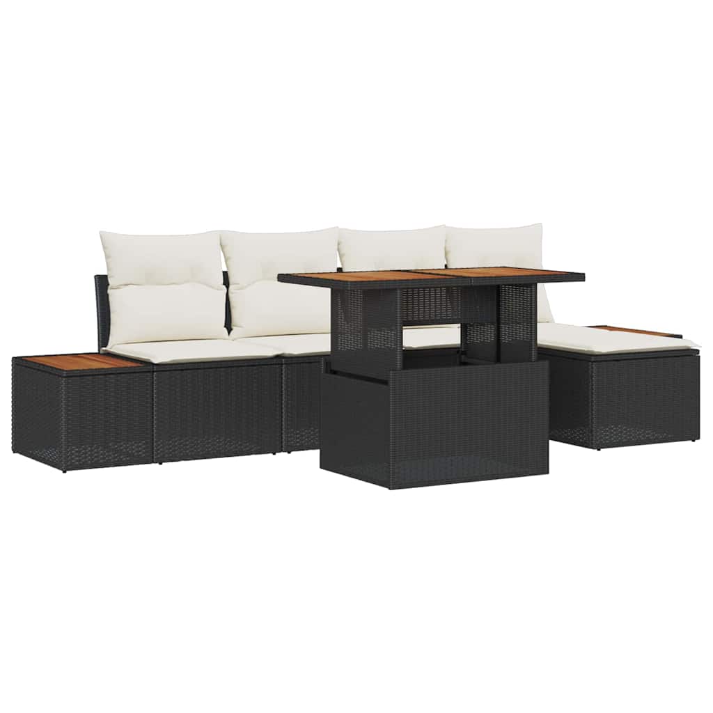 Set Divano da Giardino 6 pz Nero e Beige