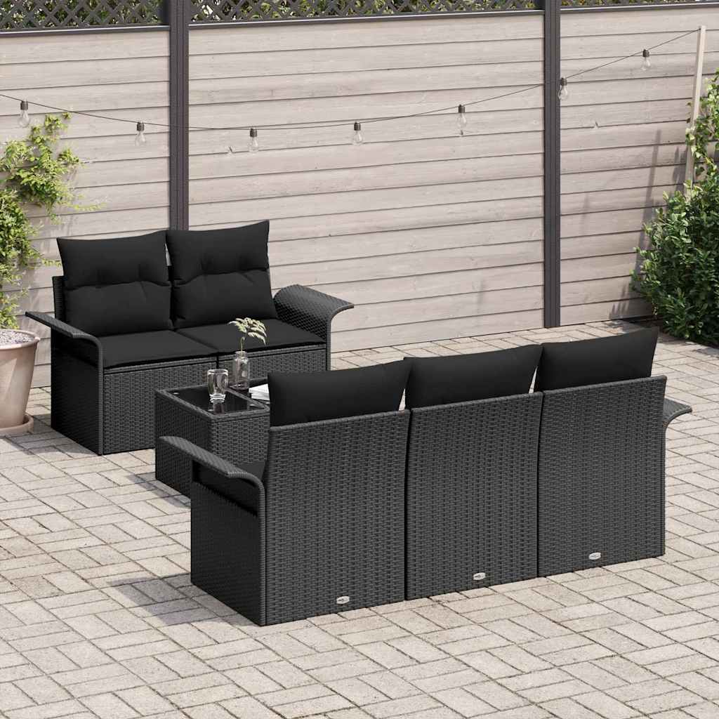 Set Divano da Giardino 6 pz 5-Numero di posti Nero