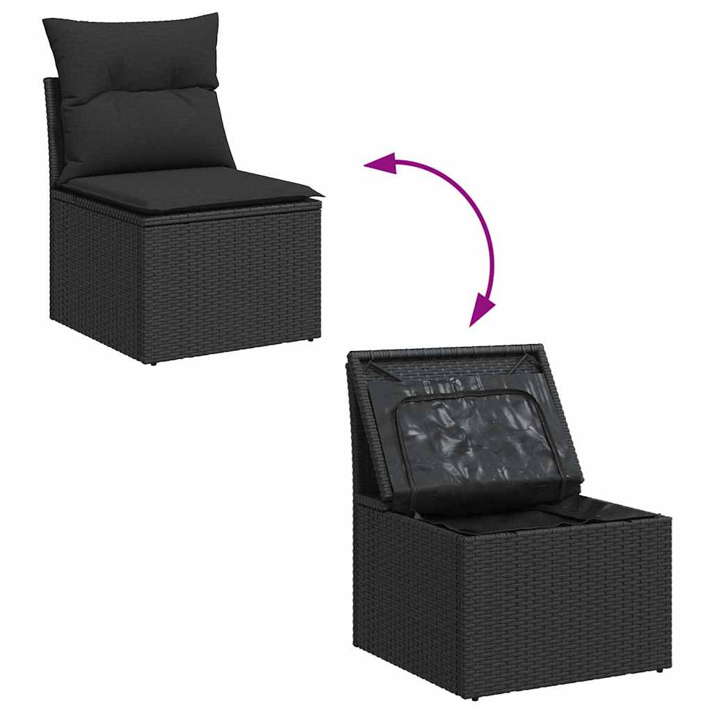 Set Divano da Giardino 6 pz 5-Numero di posti Nero