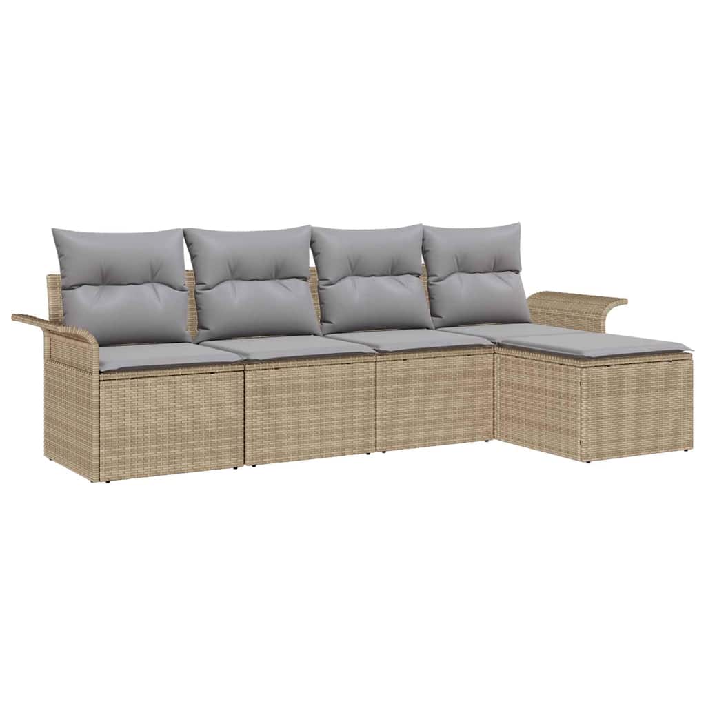Set Divano da Giardino 5 pz Beige polyrattan