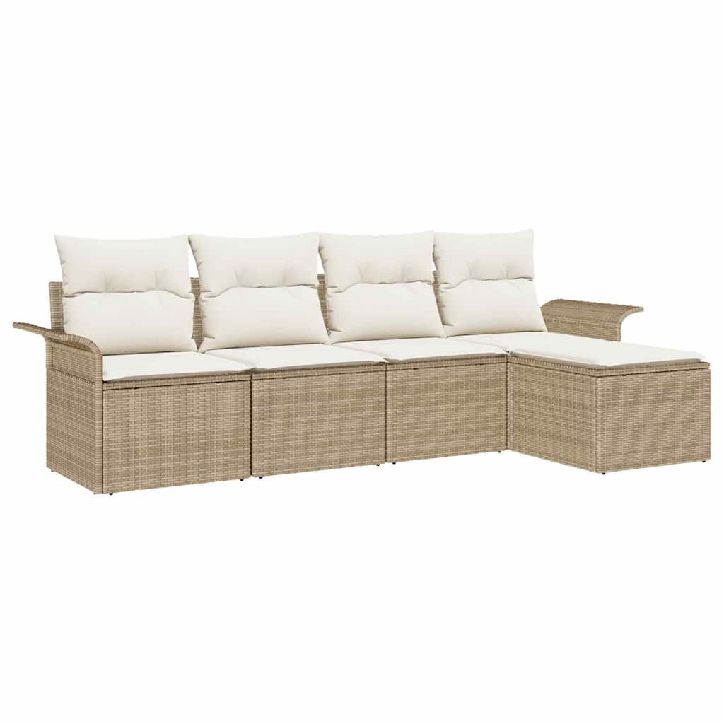 Set Divano da Giardino 5 pz Beige polyrattan
