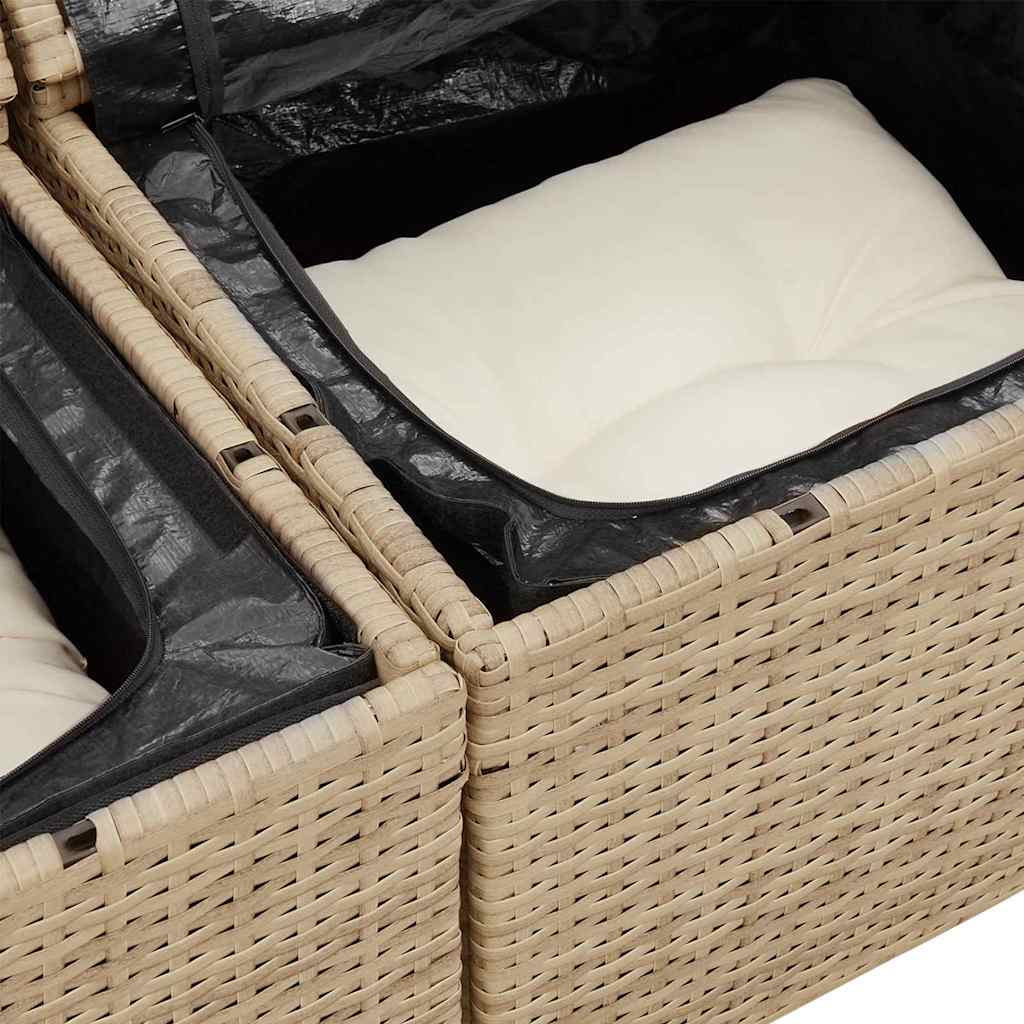 Set Divano da Giardino 5 pz Beige polyrattan