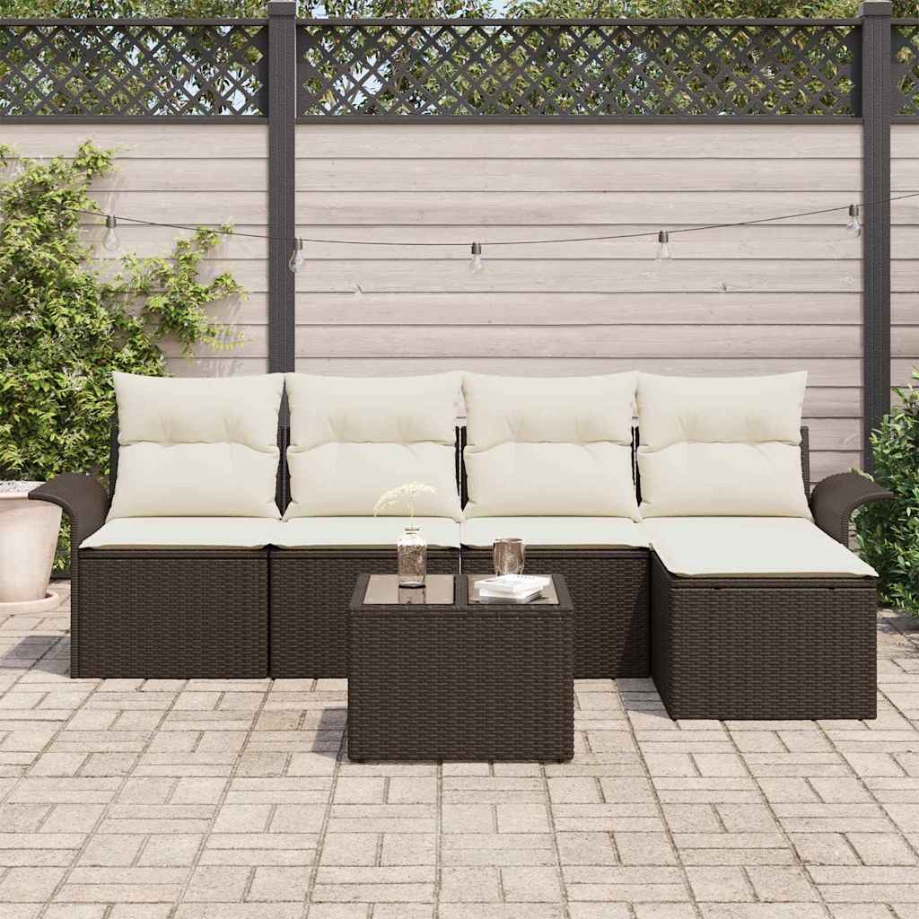 Set Divano da Giardino 6 pz Marrone polyrattan