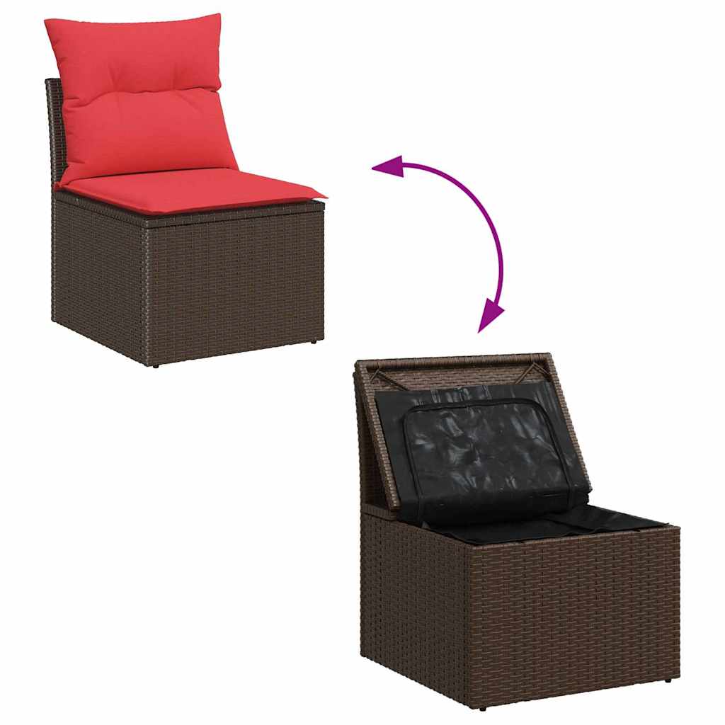 Set Divano da Giardino 6 pz Marrone polyrattan