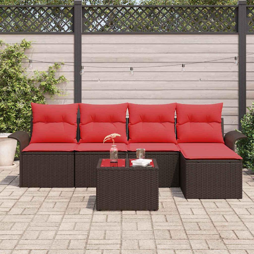 Set Divano da Giardino 6 pz Marrone polyrattan