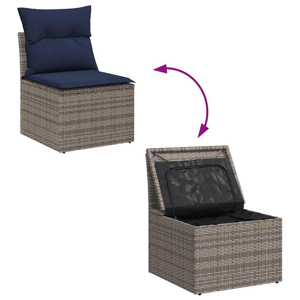 Set Divano da Giardino 6 pz Grigio polyrattan