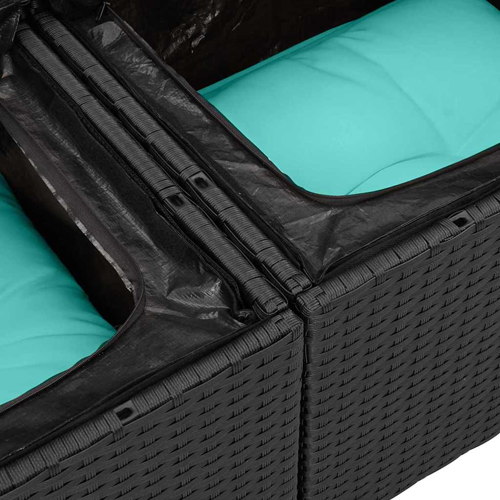 Set Divano da Giardino 6 pz Nero polyrattan