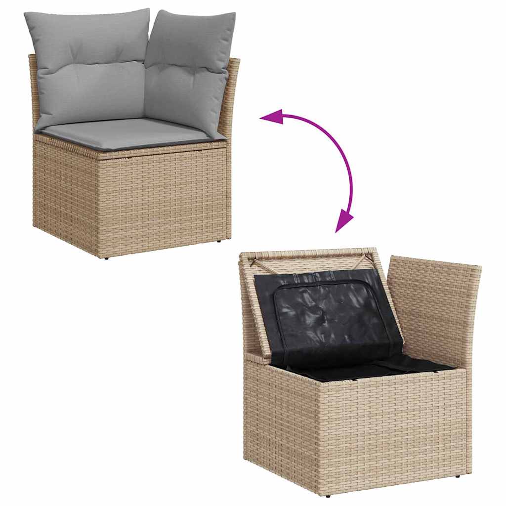 Set Divano da Giardino 4 pz Beige polyrattan