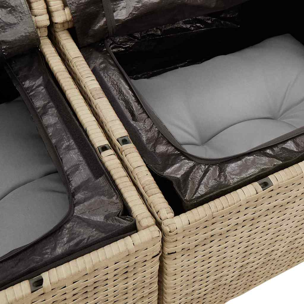 Set Divano da Giardino 4 pz Beige polyrattan