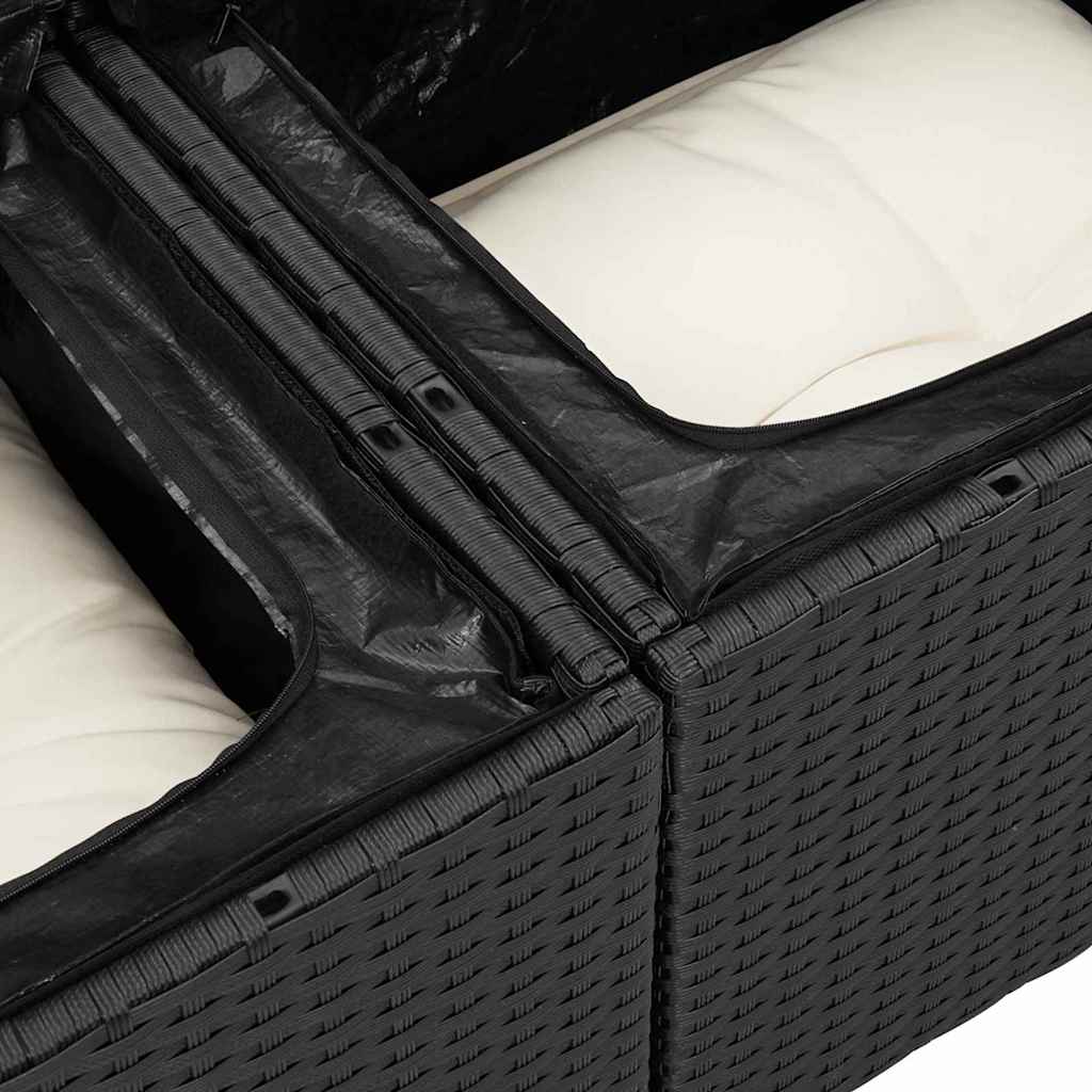 Set Divano da Giardino 5 pz Nero polyrattan