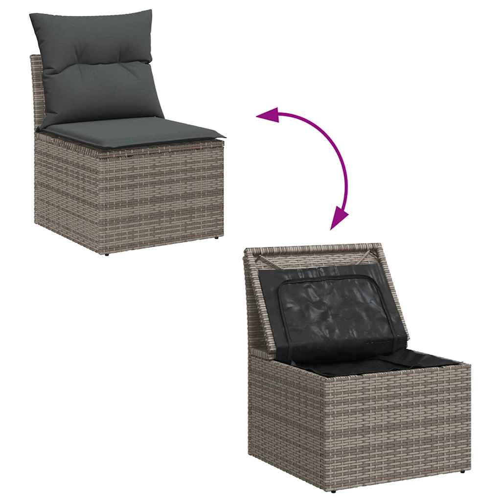 Set Divano da Giardino 5 pz Grigio polyrattan