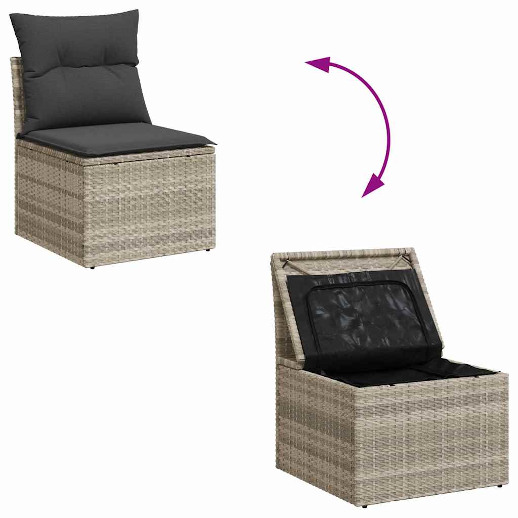 Set Divano da Giardino 5 pz Grigio chiaro polyrattan