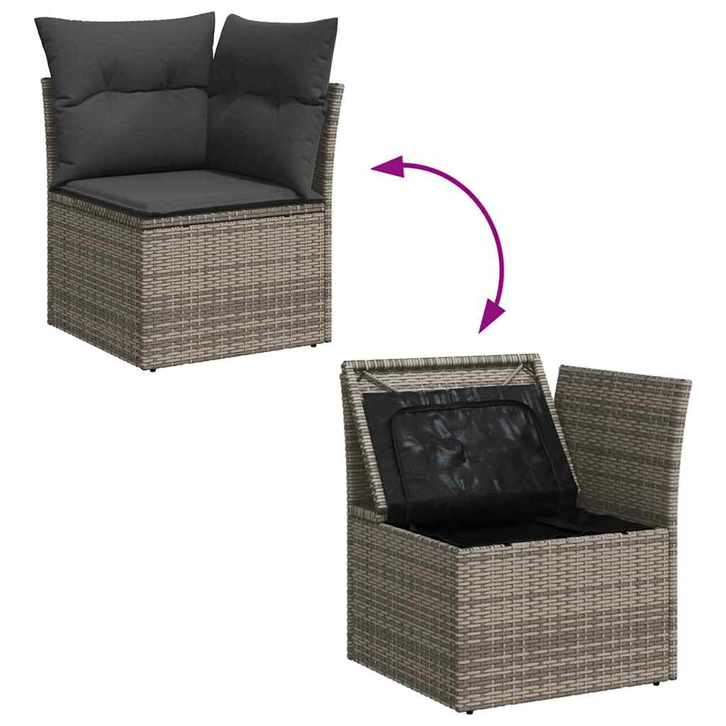 Set Divano da Giardino 5 pz Grigio polyrattan