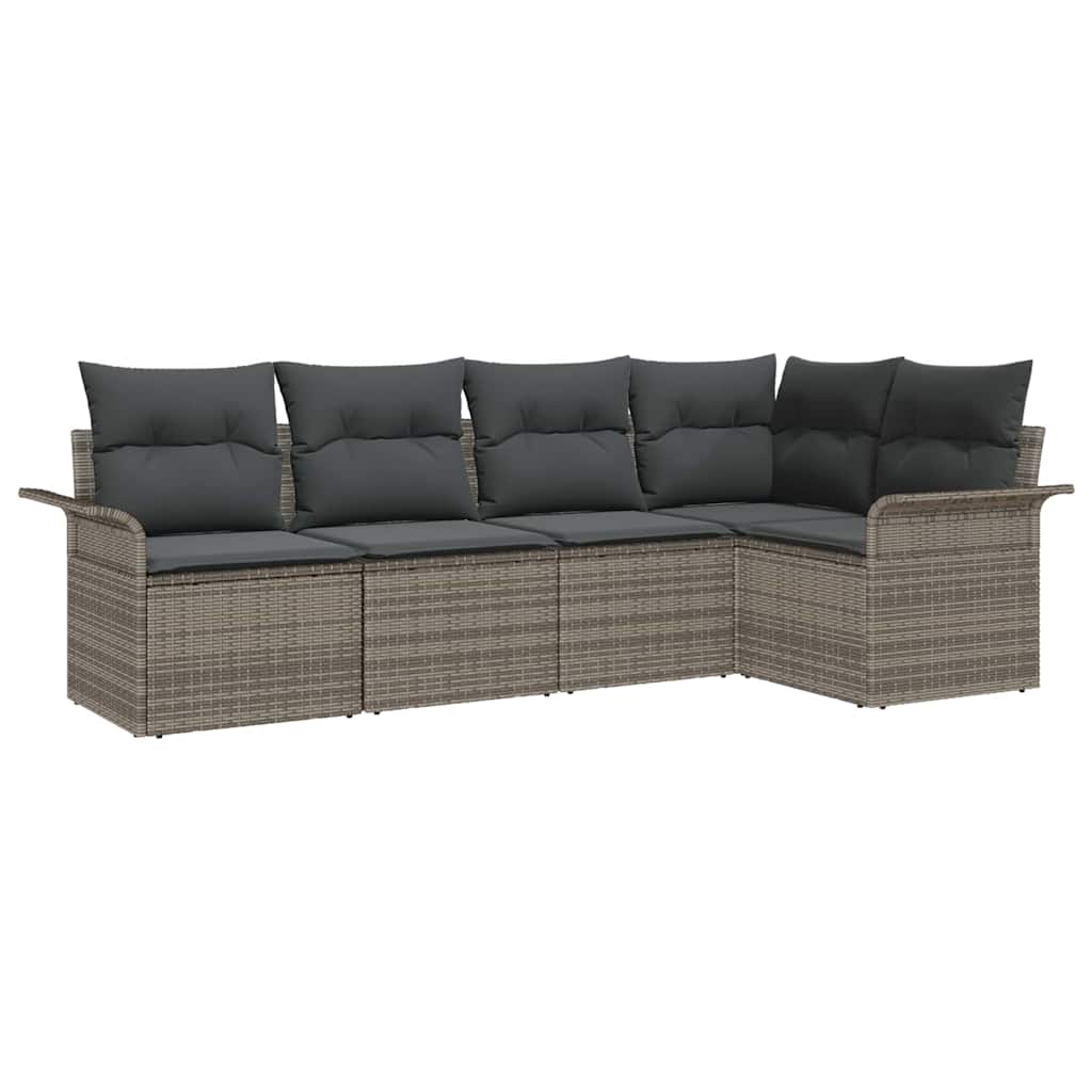 Set Divano da Giardino 5 pz Grigio polyrattan