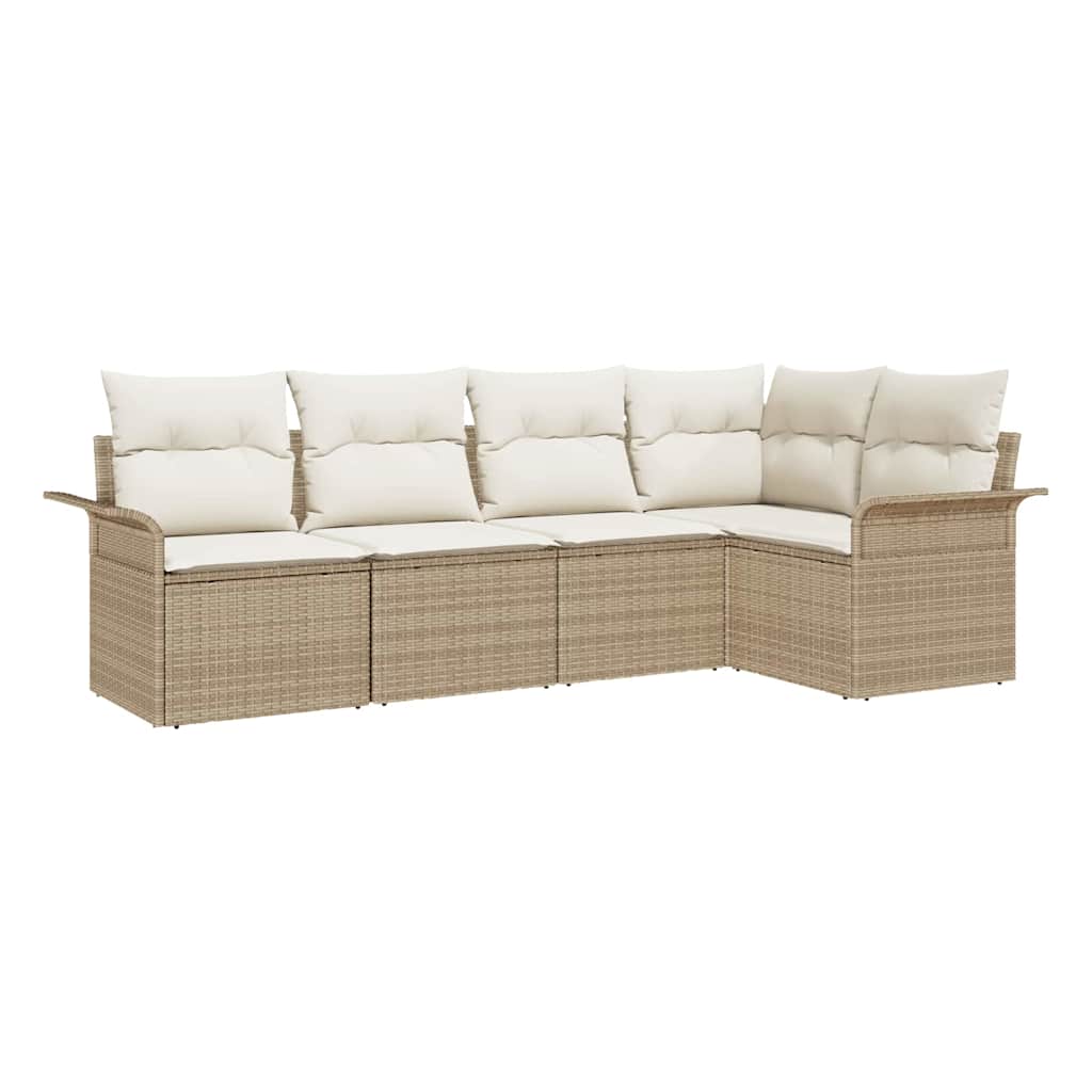 Set Divano da Giardino 5 pz Beige polyrattan