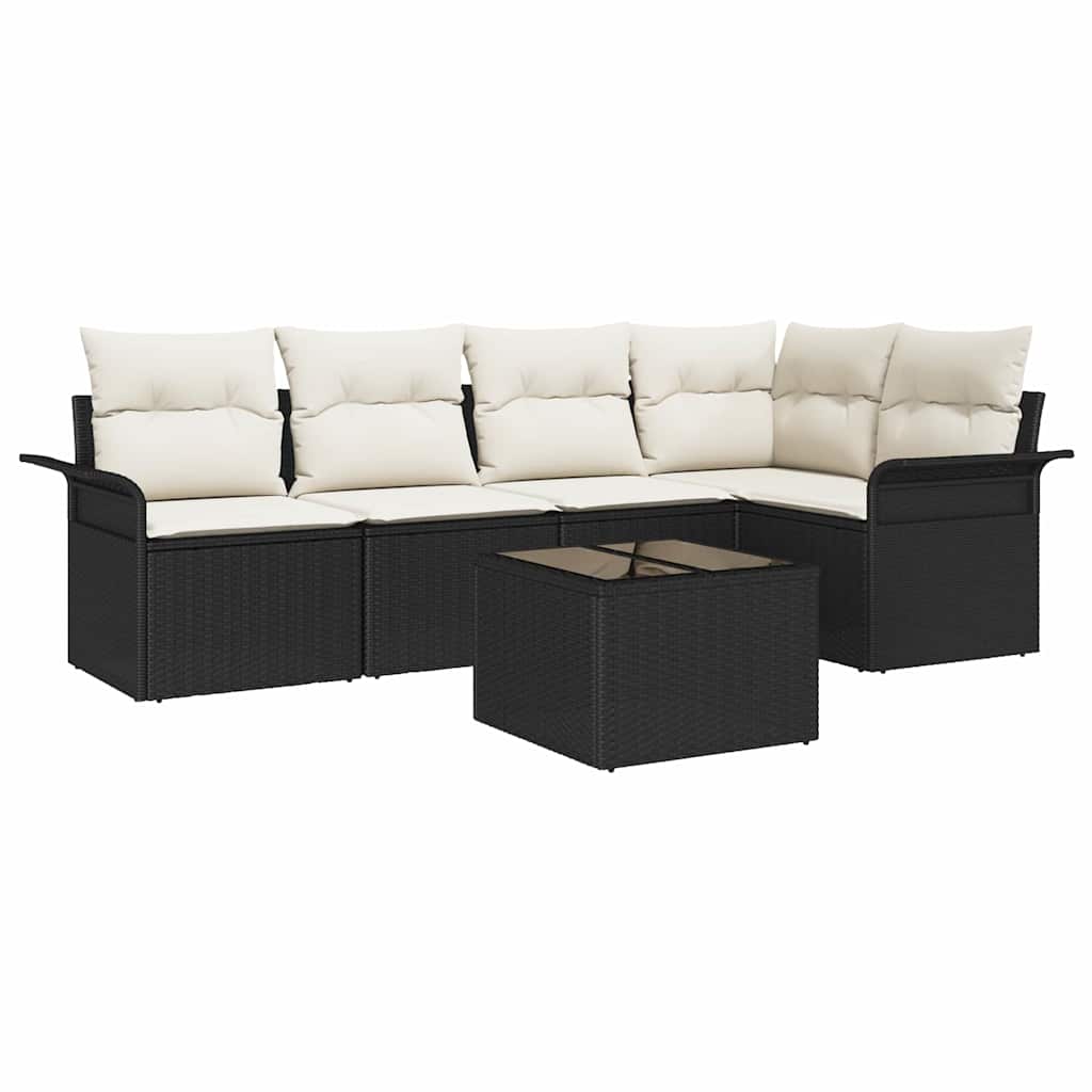 Set Divano da Giardino 6 pz Nero polyrattan