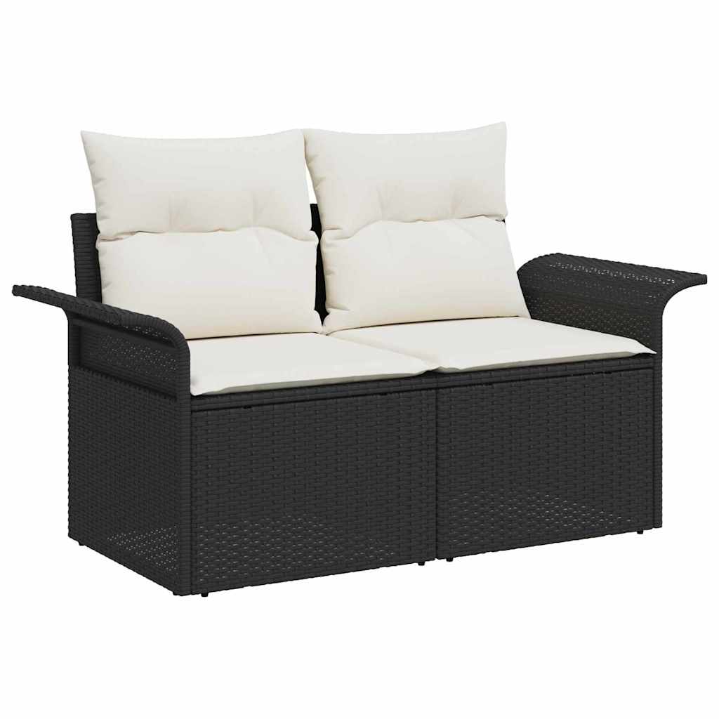 Set Divano da Giardino 6 pz Nero polyrattan
