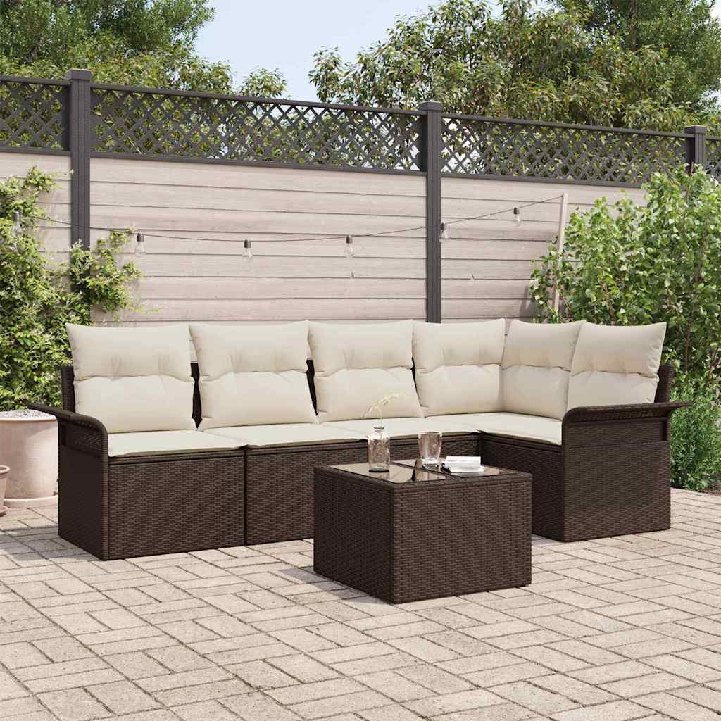 Set Divano da Giardino 6 pz Marrone polyrattan