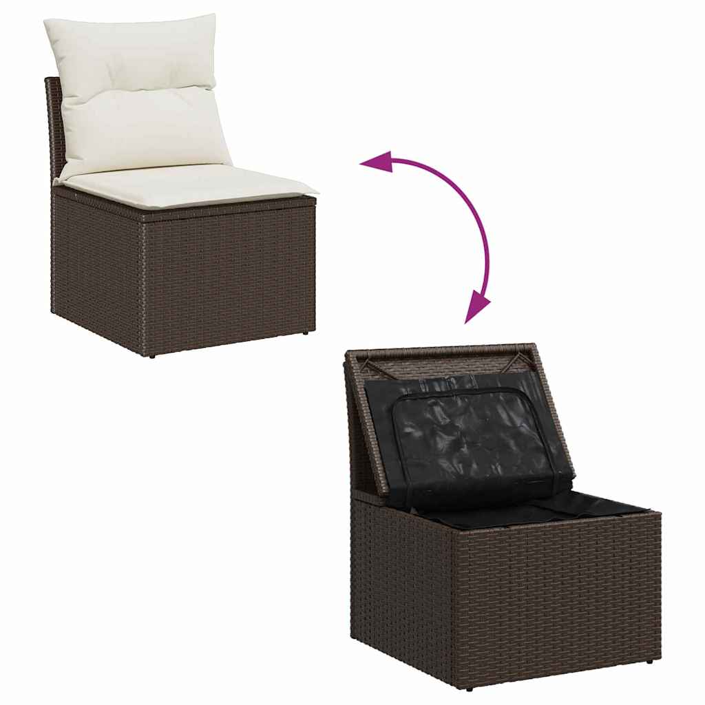 Set Divano da Giardino 6 pz Marrone polyrattan