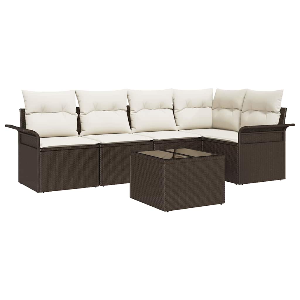Set Divano da Giardino 6 pz Marrone polyrattan