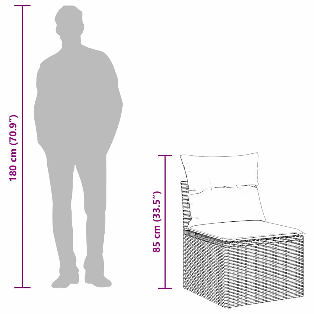 Set Divano da Giardino 6 pz Grigio chiaro polyrattan