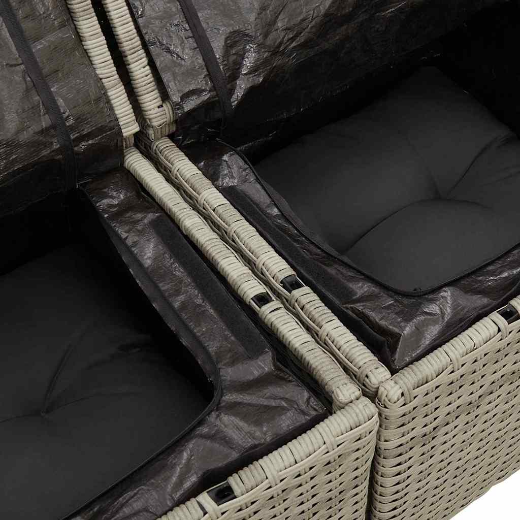Set Divano da Giardino 6 pz Grigio chiaro polyrattan