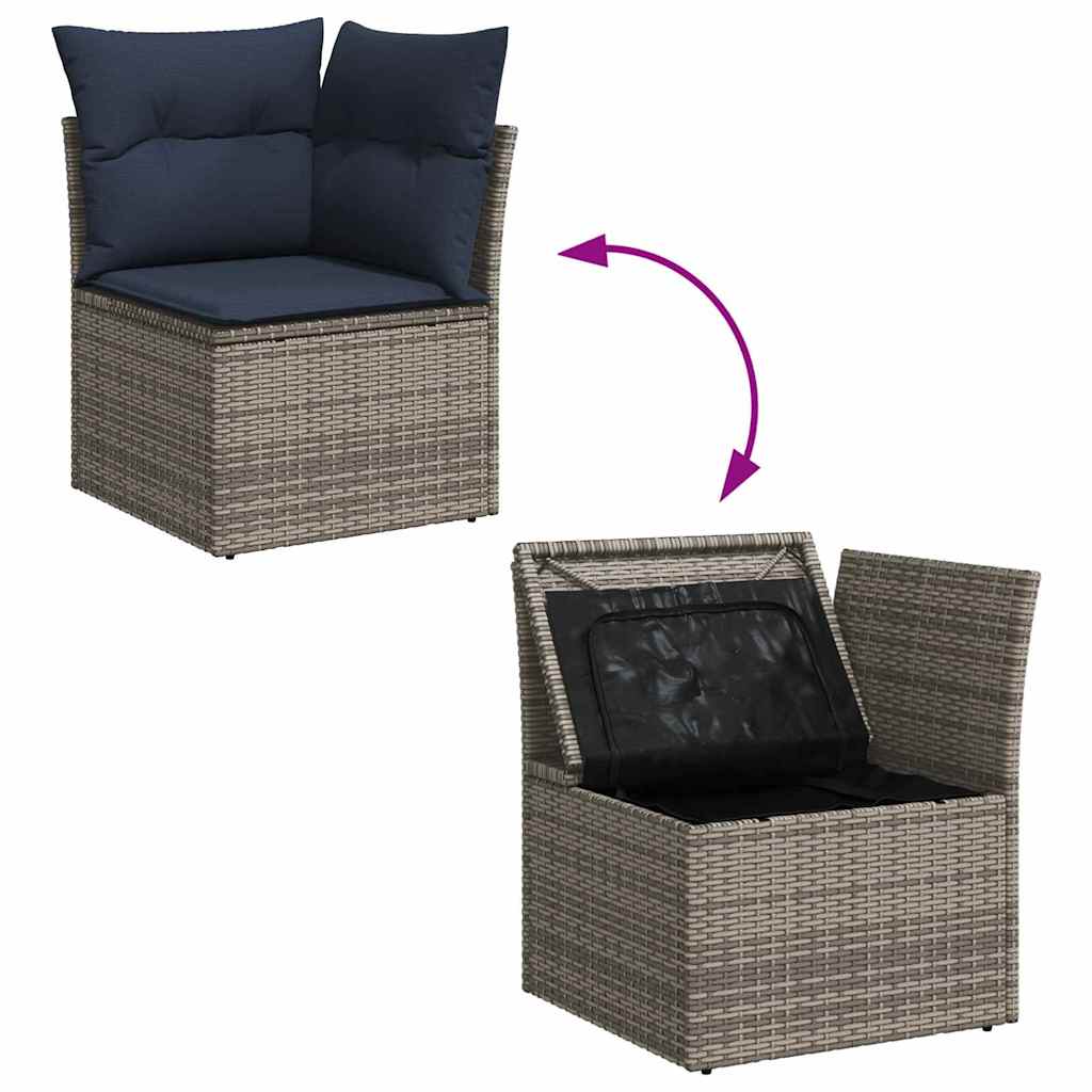 Set Divano da Giardino 6 pz Grigio polyrattan