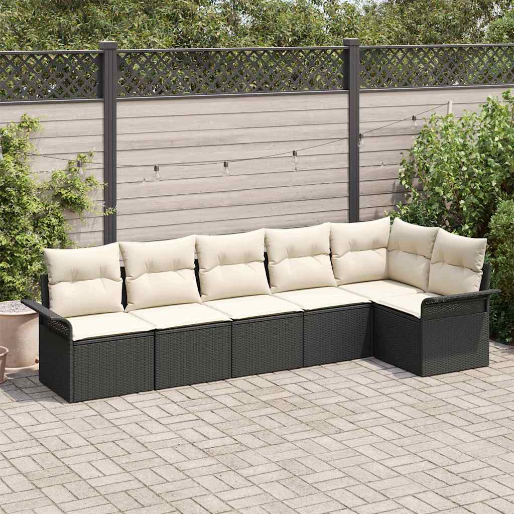 Set Divano da Giardino 6 pz Nero polyrattan