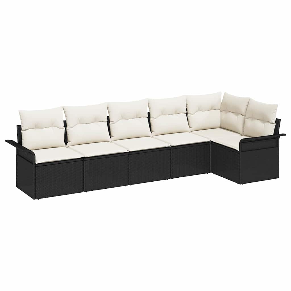 Set Divano da Giardino 6 pz Nero polyrattan