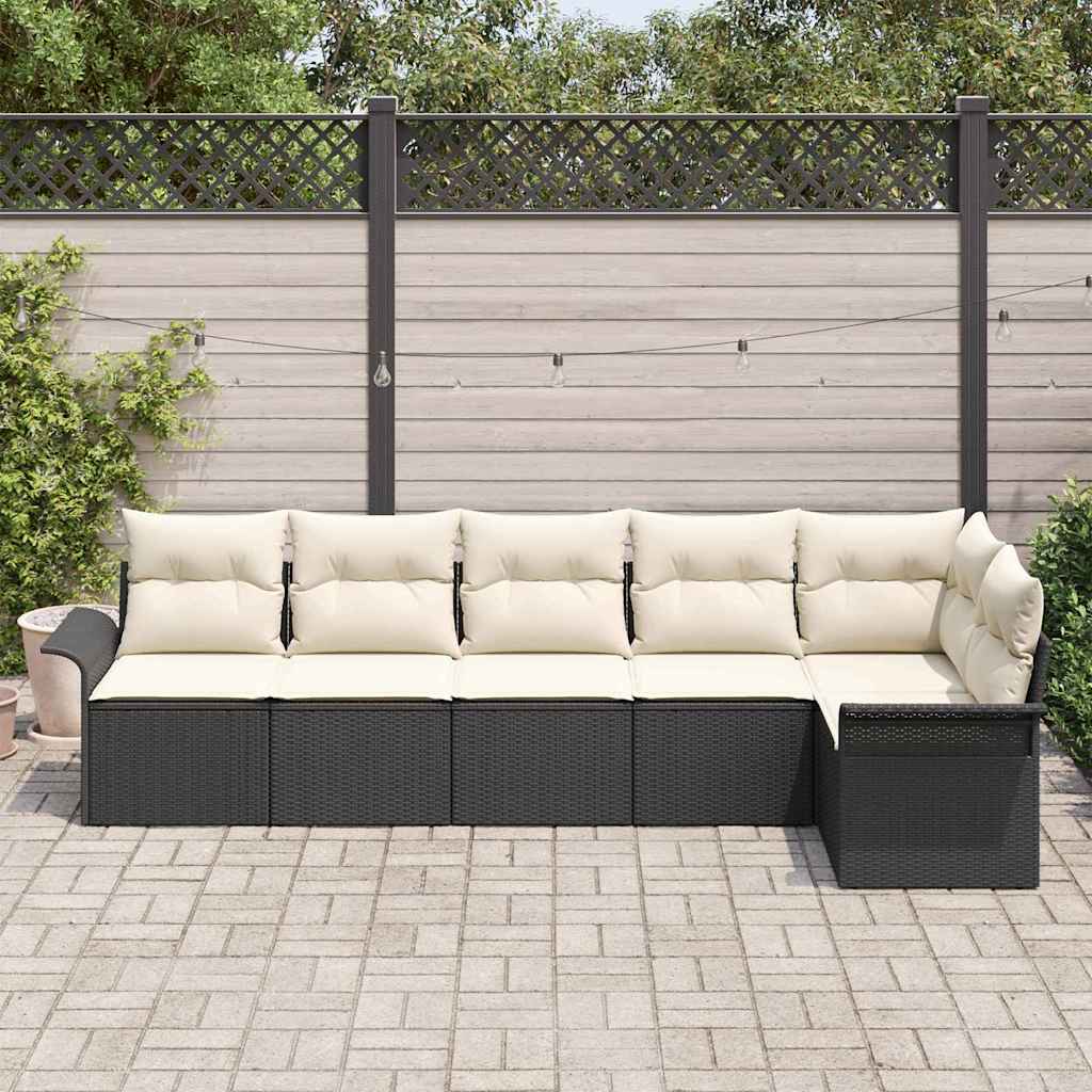 Set Divano da Giardino 6 pz Nero polyrattan