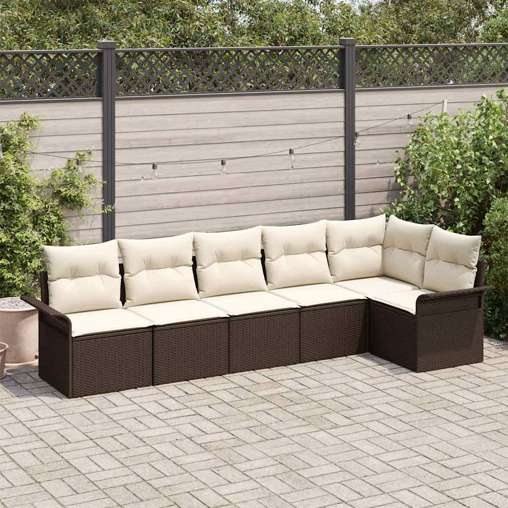 Set Divano da Giardino 6 pz Marrone polyrattan