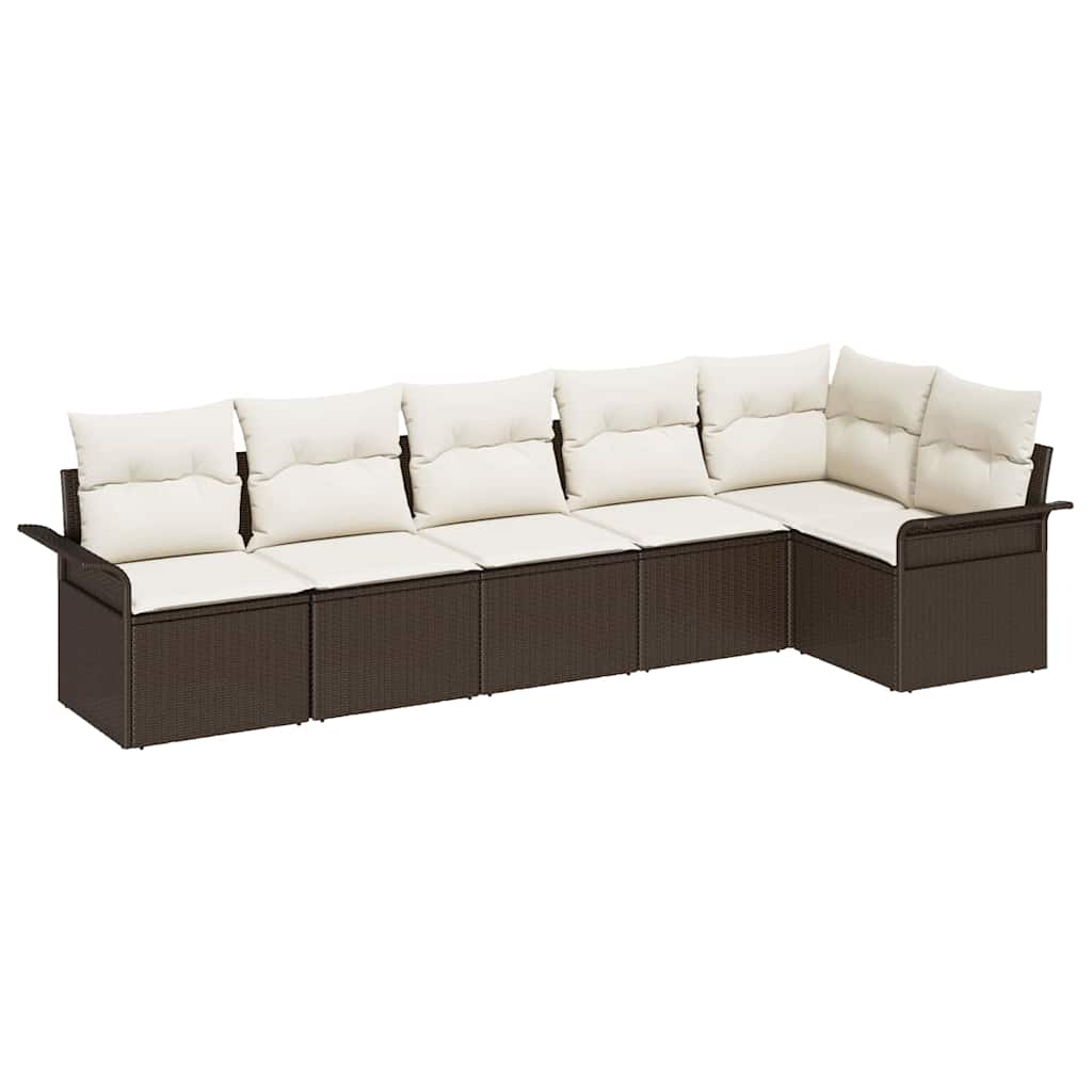 Set Divano da Giardino 6 pz Marrone polyrattan
