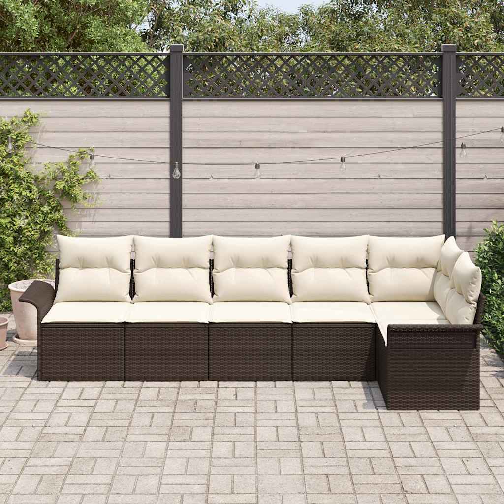 Set Divano da Giardino 6 pz Marrone polyrattan