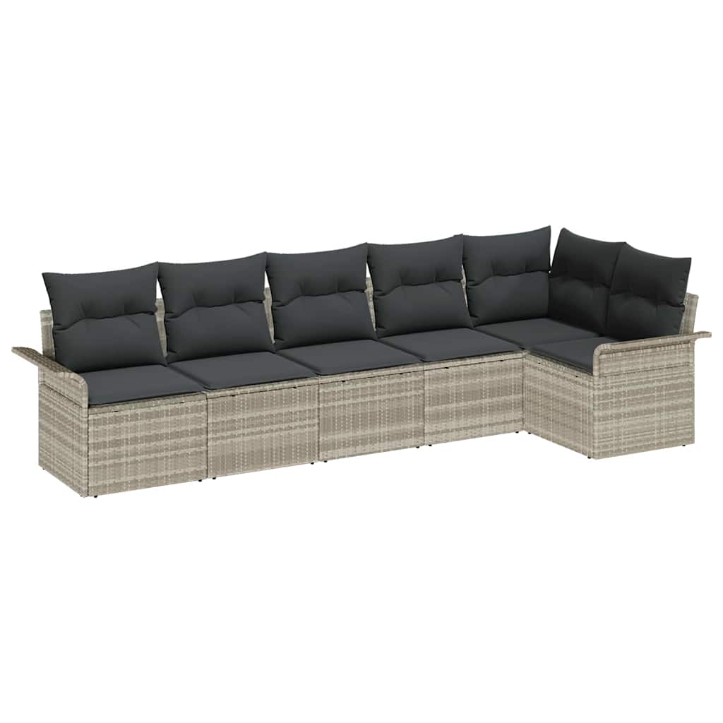 Set Divano da Giardino 6 pz Grigio chiaro polyrattan