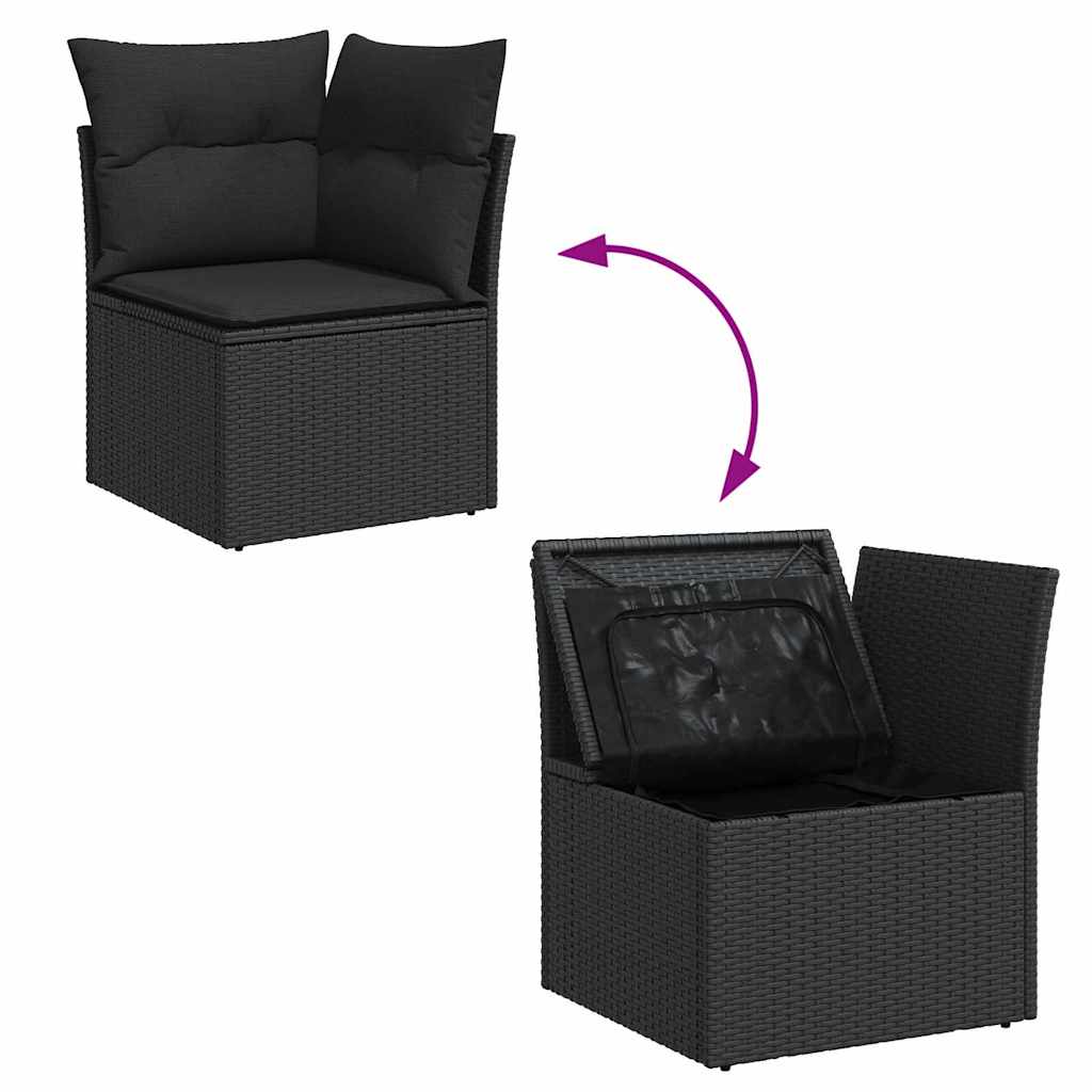 Set Divano da Giardino 6 pz Nero polyrattan