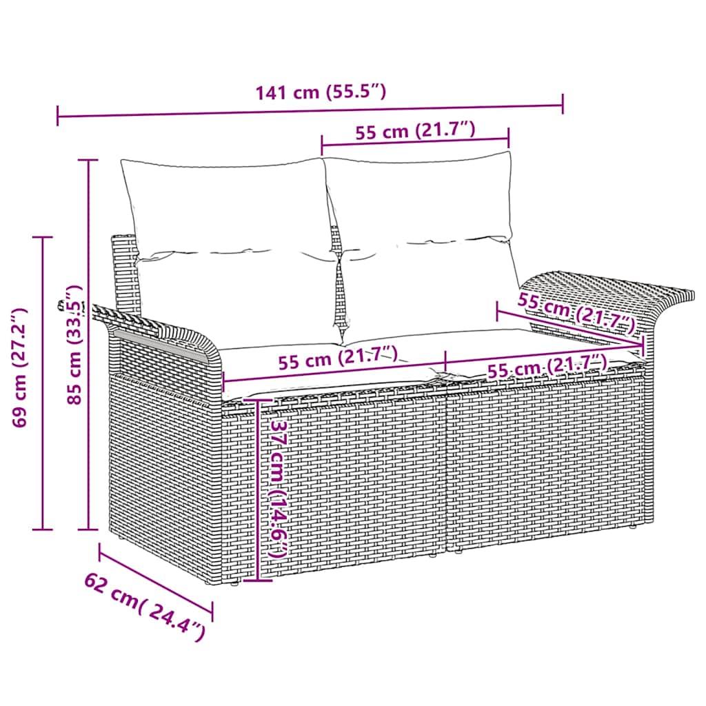 Set Divano da Giardino 6 pz Nero polyrattan