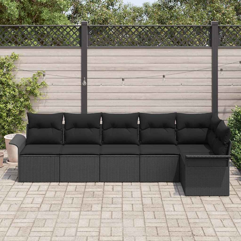 Set Divano da Giardino 6 pz Nero polyrattan