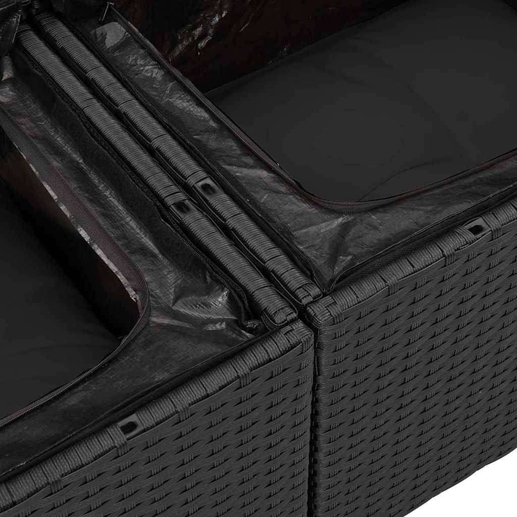 Set Divano da Giardino 6 pz Nero polyrattan