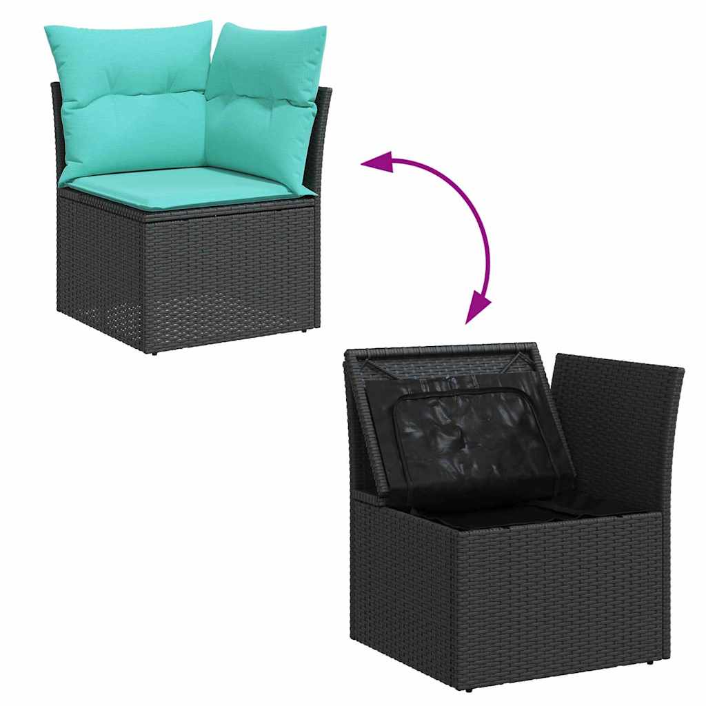 Set Divano da Giardino 6 pz Nero polyrattan