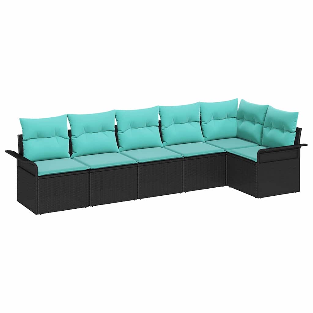 Set Divano da Giardino 6 pz Nero polyrattan