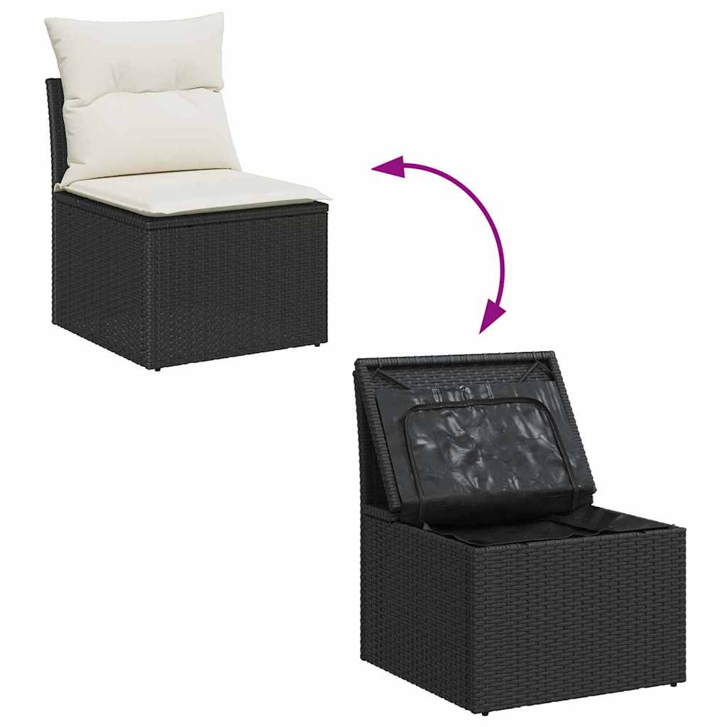 Set Divano da Giardino 6 pz Nero polyrattan