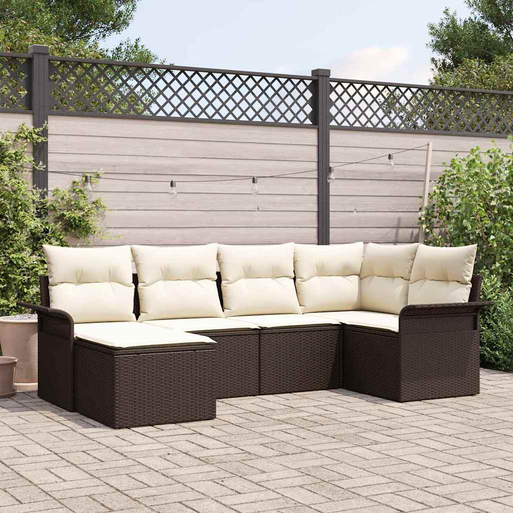 Set Divano da Giardino 6 pz Marrone polyrattan