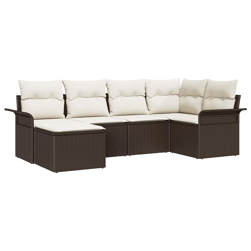 Set Divano da Giardino 6 pz Marrone polyrattan