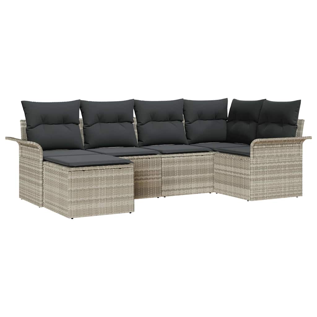 Set Divano da Giardino 6 pz Grigio chiaro polyrattan