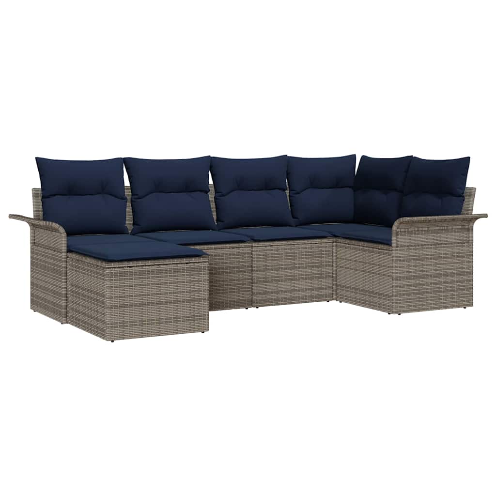 Set Divano da Giardino 6 pz Grigio polyrattan