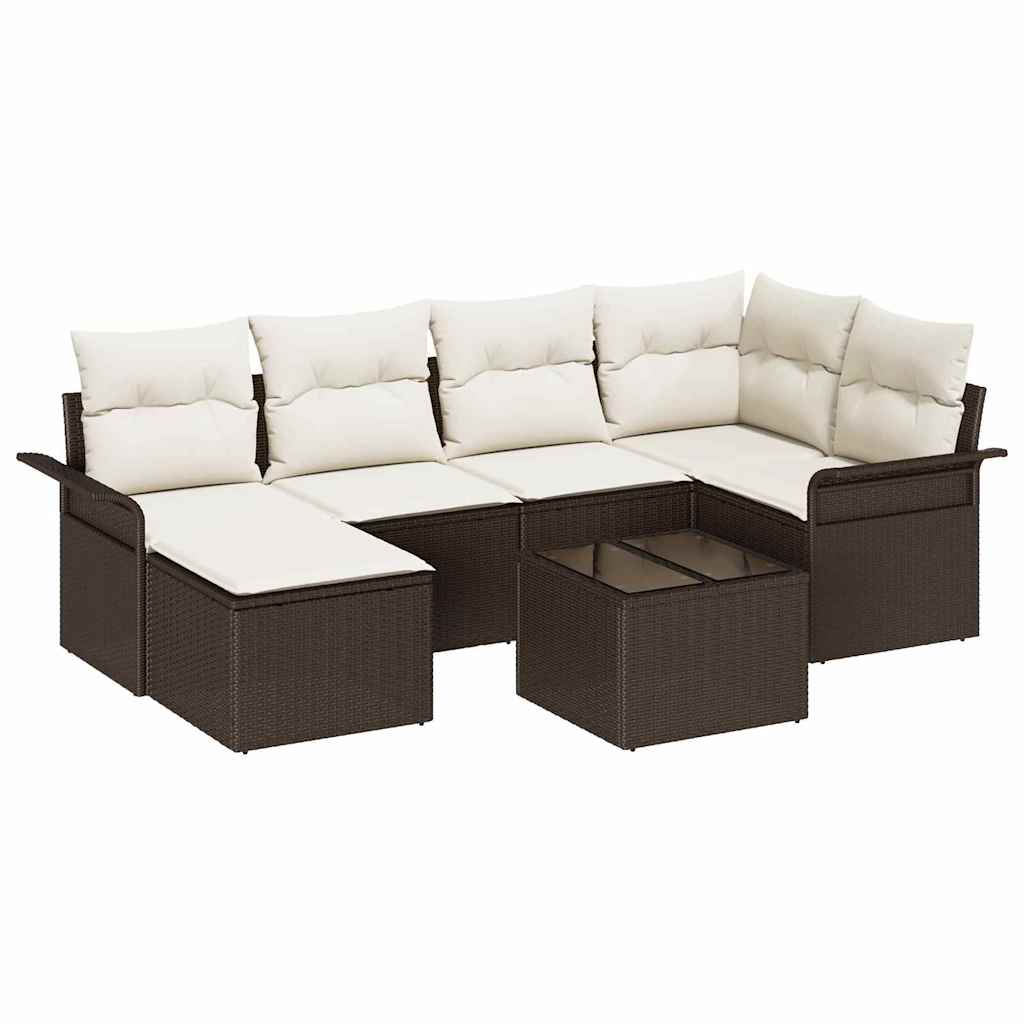 Set Divano da Giardino 7 pz Marrone polyrattan