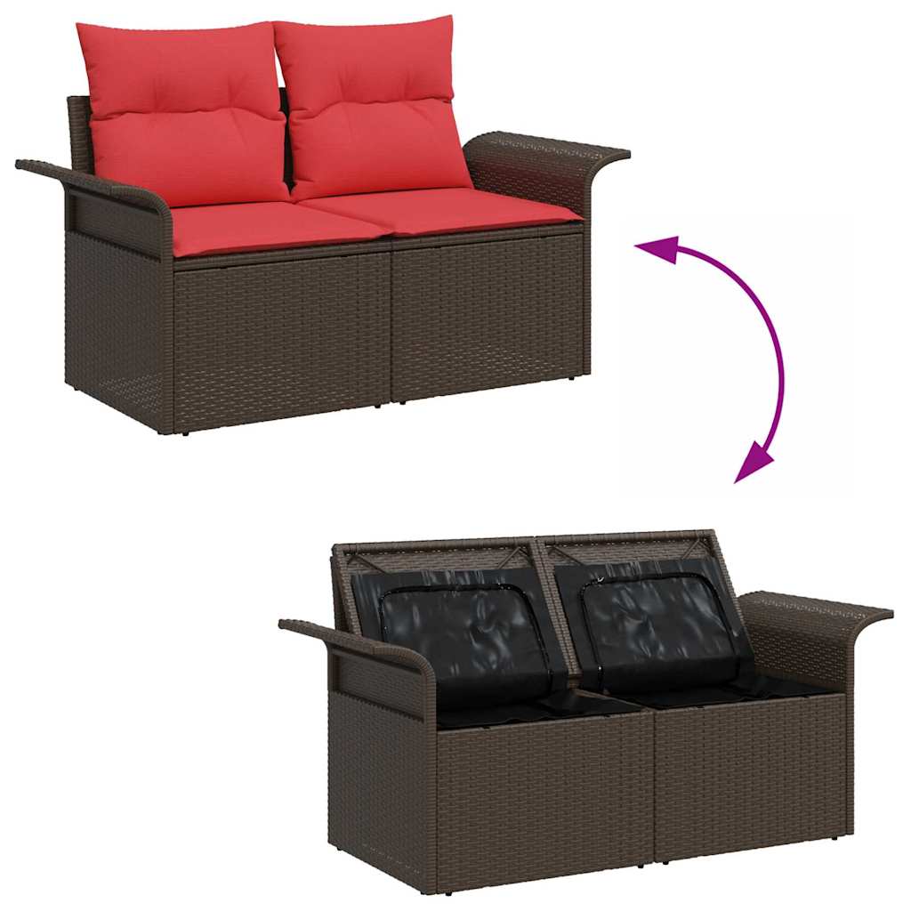 Set Divano da Giardino 6 pz Marrone Poly Rattan