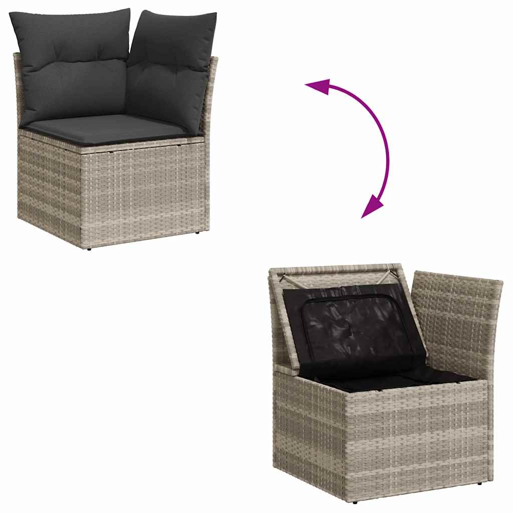 Set Divano da Giardino 7 pz Grigio chiaro Poly Rattan