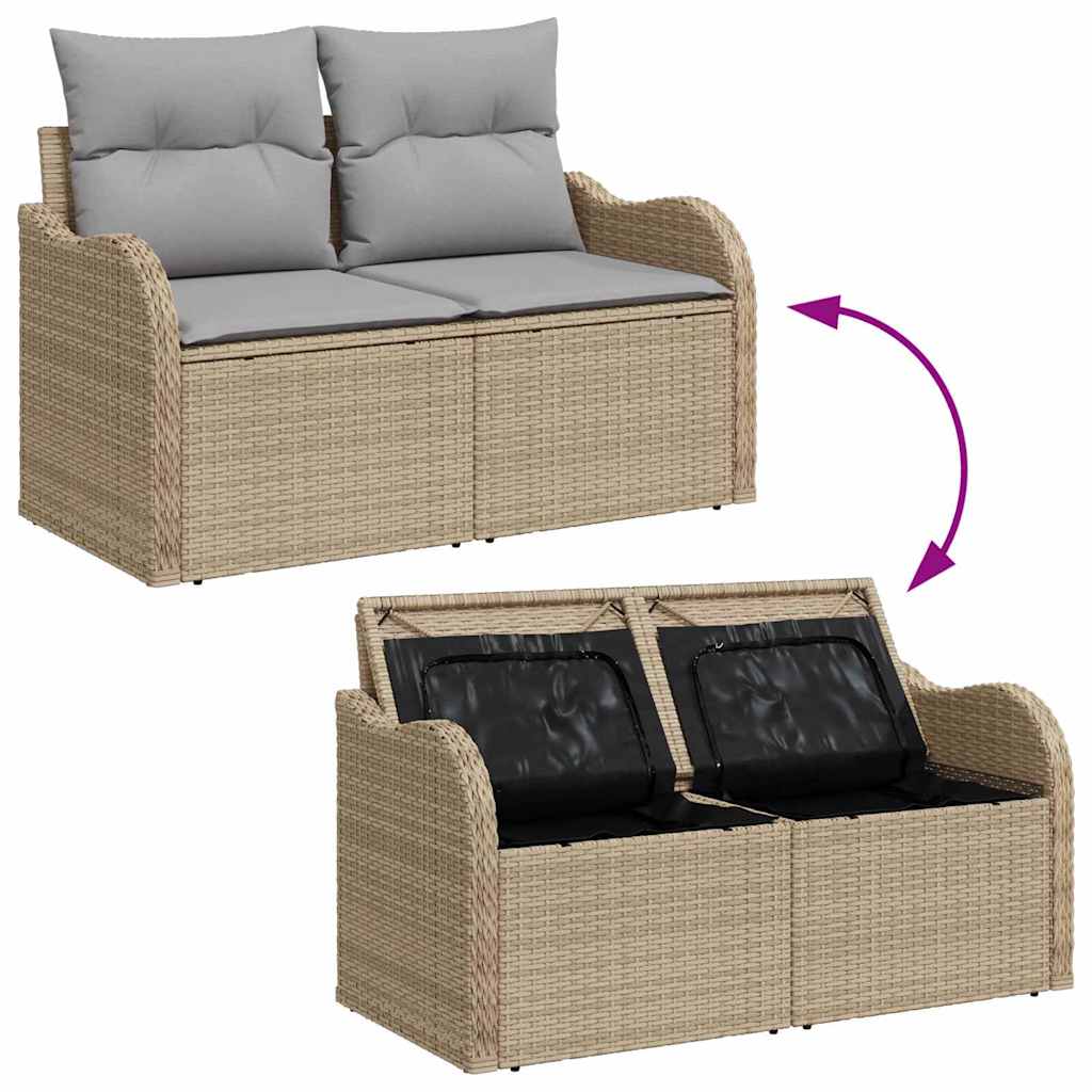 Set Divano da Giardino 5 pz Beige e Grigio Chiaro polyrattan