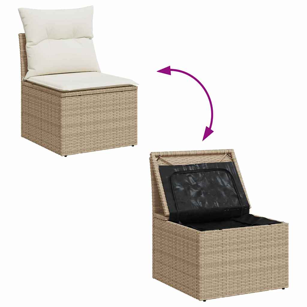 Set Divano da Giardino 4 pz Beige polyrattan